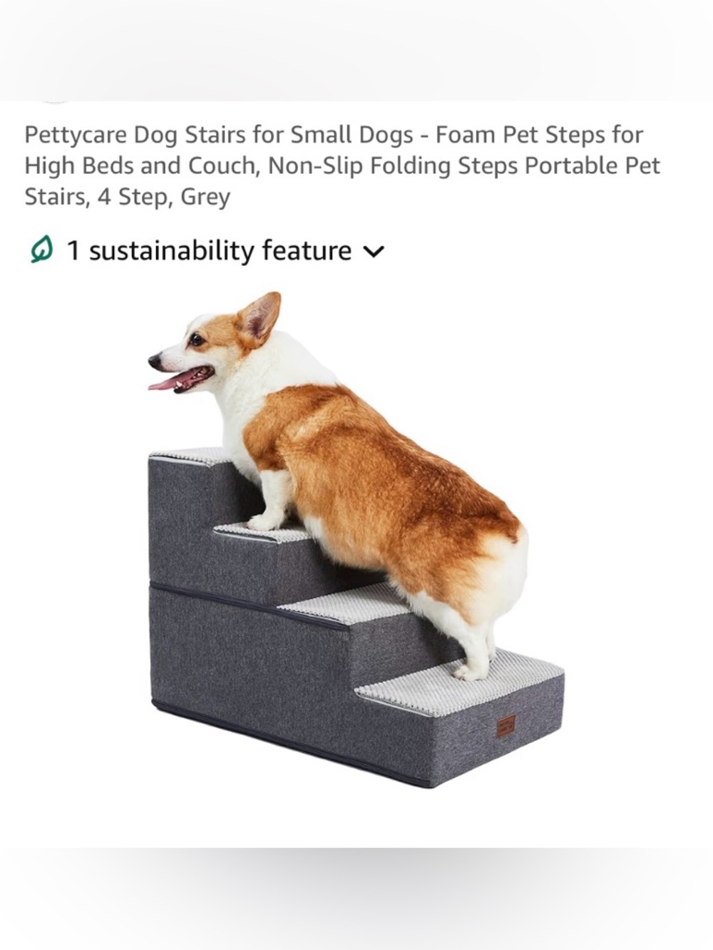 Pettycare Foam Pet Stairs for Small Dogs - Gray